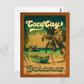 CocoCay Bahamas Islands Retro Palm Tree Souvenirs Postkarte (Vorne/Hinten)