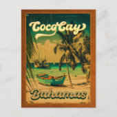 CocoCay Bahamas Islands Retro Palm Tree Souvenirs Postkarte (Vorderseite)