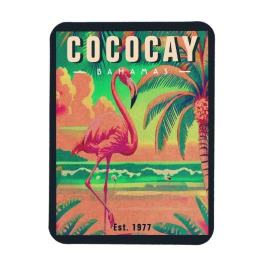 CocoCay Bahamas Retro Flamingo Souvenir 1950s Magnet (Vertikal)
