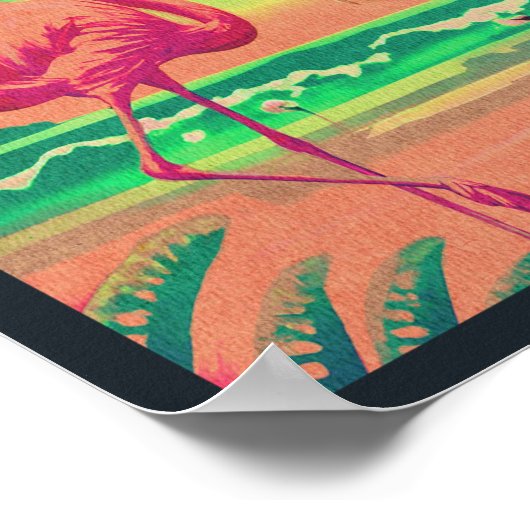 CocoCay Bahamas Retro Flamingo Souvenir 1950s Poster (Ecke)