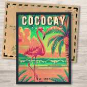 CocoCay Bahamas Retro Flamingo Souvenir 1950s Postkarte