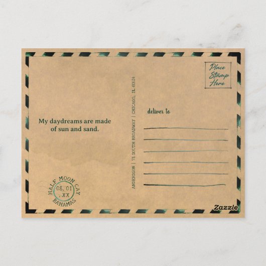 CocoCay Bahamas Retro Flamingo Souvenir 1950s Postkarte (Rückseite)