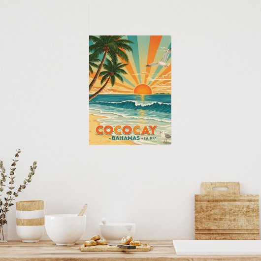 Cococay Bahamas Vintage Travel Poster (Küche)