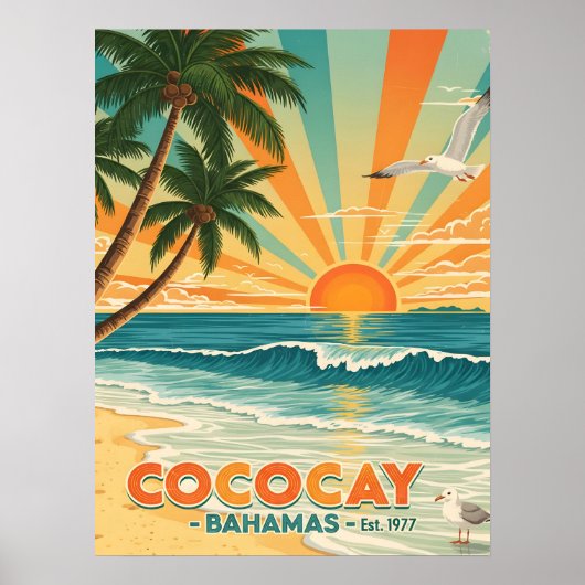 Cococay Bahamas Vintage Travel Poster (Vorne)