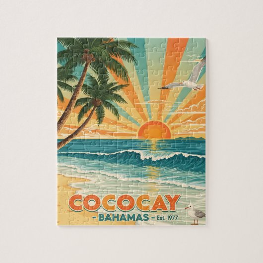 Cococay Bahamas Vintage Travel Puzzle (Vertikal)