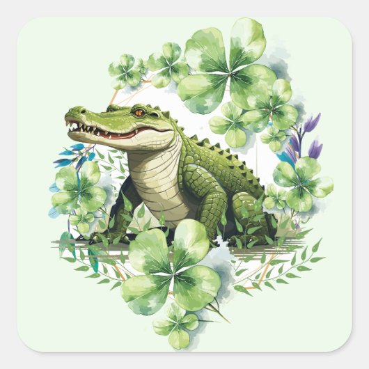 cocodrille  quadratischer aufkleber (Vorderseite)