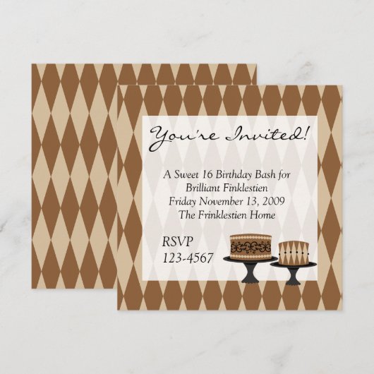 Cocolate Cakes Einladung (Vorne/Hinten)