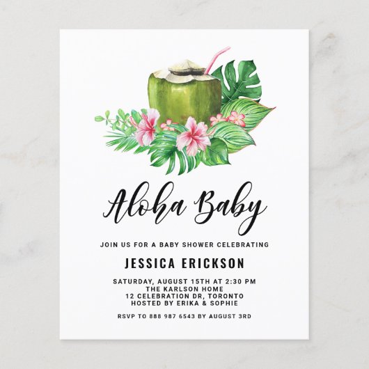 Coconut Aloha Kinderdusche Einladung (Vorderseite)