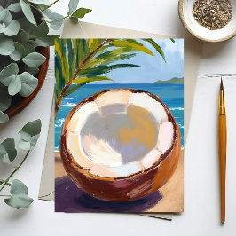 Coconut Beach Tropical Watercolor Postkarte