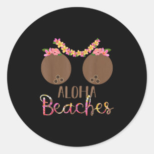 Coconut Bra Blume S Hawaii Aloha Strände Funny Runder Aufkleber