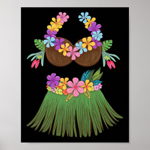 Coconut Bra Lei Blume Gr Rock Hula Party Hallow Poster