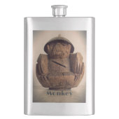 Coconut Carved Monkey Bank Retro Tiki Flachmann (Vorderseite)