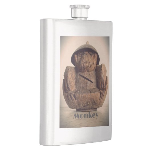 Coconut Carved Monkey Bank Retro Tiki Flachmann (Rechts)