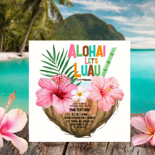 Coconut Cocktail Luau Dusche Tropisch Hawaiisch Einladung