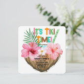 Coconut Cocktail Tropical Birthday Tiki Party Einladung (Stehend Vorderseite)