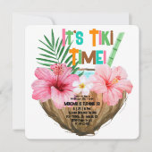 Coconut Cocktail Tropical Birthday Tiki Party Einladung (Vorderseite)