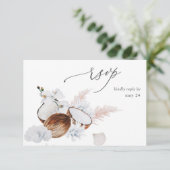 Coconut Coral & White Floral w Meal RSVP Karte (Stehend Vorderseite)