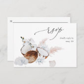 Coconut Coral & White Floral w Meal RSVP Karte (Vorne/Hinten)