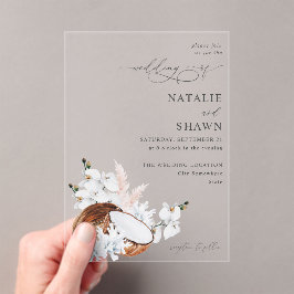 Coconut Coral & White Floral Wedding Acryleinladungen