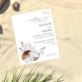 Coconut Coral & White Floral Wedding Budget Flyer