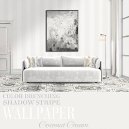 Coconut Cream Six Inch White Shadow Stripe Tapete