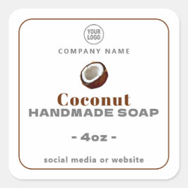 Coconut Handmade Soap Square Aufkleber