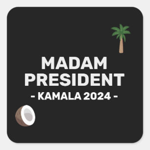 Coconut Harris 2024 Frau Präsidentin Quadratischer Aufkleber