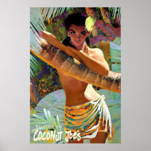 Coconut Joe's Vintage Polynesian Pop Werbeplakat Poster