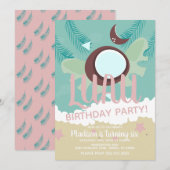 Coconut Luau Tropical Birthday Party Einladung (Vorne/Hinten)
