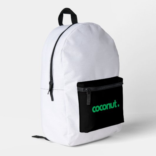 Coconut Moderne Typografie Bedruckter Rucksack (Rückseitige Ecke links)