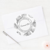 Coconut Oil Sketch Modernes Label Runder Aufkleber (Umschlag)