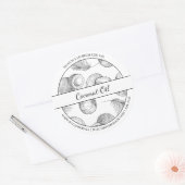 Coconut-Öl-Etikett für Schwarz-Weiß-Sketch Runder Aufkleber (Umschlag)