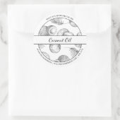 Coconut-Öl-Etikett für Schwarz-Weiß-Sketch Runder Aufkleber (Tasche)