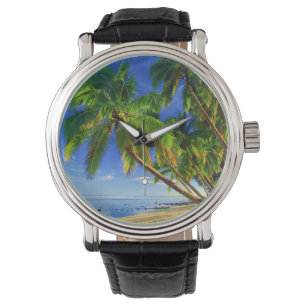Coconut Palm Tree Sandy Tropical Island Beach Armbanduhr