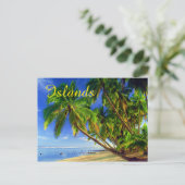 Coconut Palm Tree Sandy Tropical Island Beach Postkarte (Stehend Vorderseite)