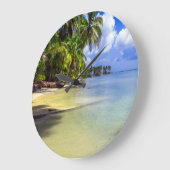 Coconut Palm Tree Tropical Island Große Wanduhr (Winkel)