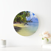 Coconut Palm Tree Tropical Island Große Wanduhr (Zuhause)