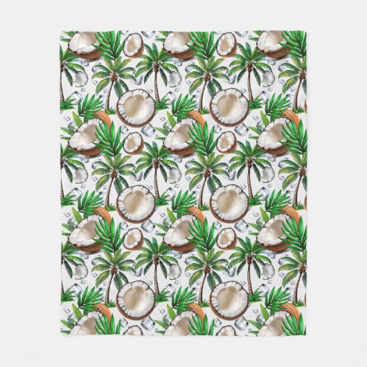 Coconut Palm Tree tropisches Muster Fleecedecke (Vorderseite)