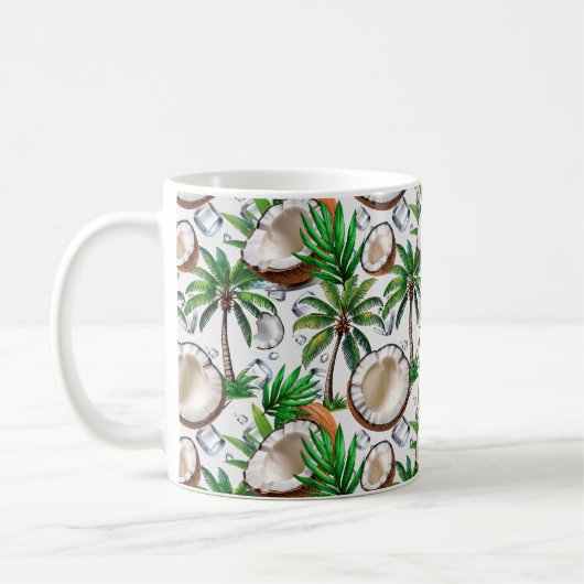 Coconut Palm Tree tropisches Muster Kaffeetasse (Links)