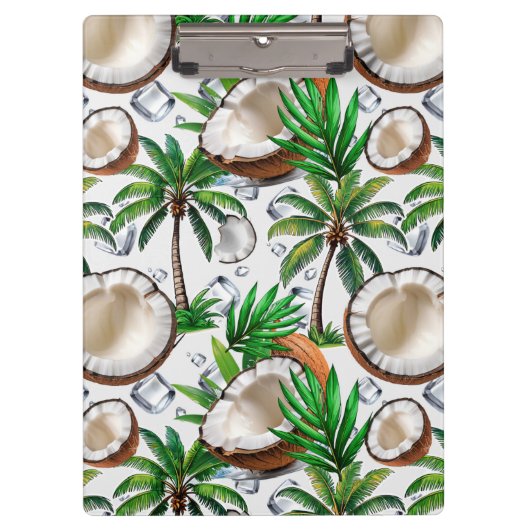 Coconut Palm Tree tropisches Muster Klemmbrett (Vorderseite)