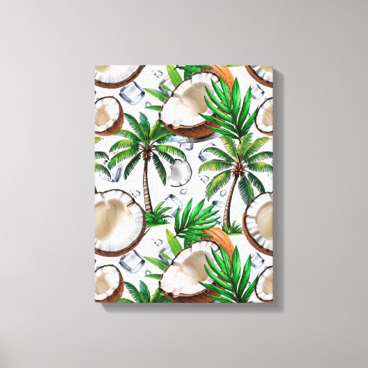 Coconut Palm Tree tropisches Muster Leinwanddruck (Vorderseite)