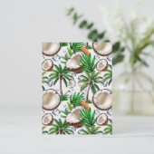 Coconut Palm Tree tropisches Muster Postkarte (Stehend Vorderseite)
