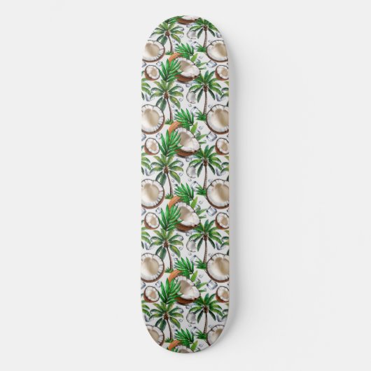 Coconut Palm Tree tropisches Muster Skateboard (Vorderseite)