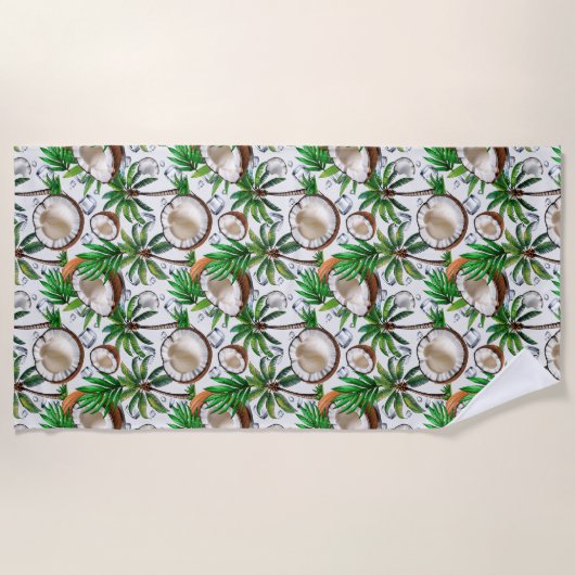 Coconut Palm Tree tropisches Muster Strandtuch (Vorderseite)