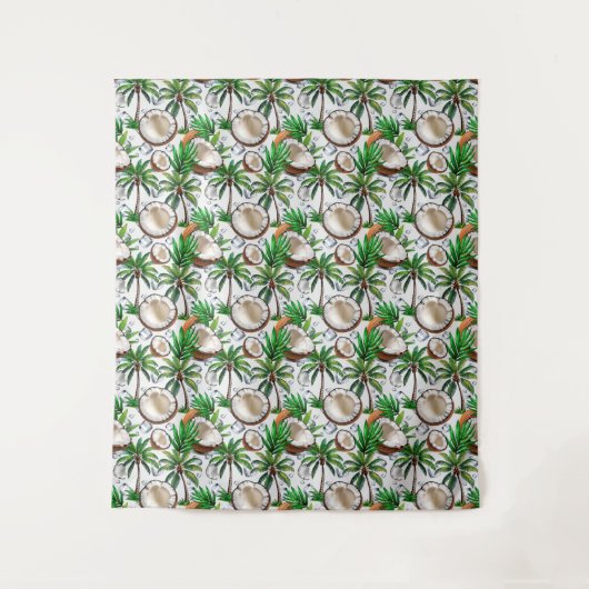 Coconut Palm Tree tropisches Muster Wandteppich (Vorderseite)