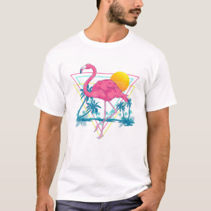 Coconut Palm Trees Pink Flamingo Sunset Tropical S T-Shirt