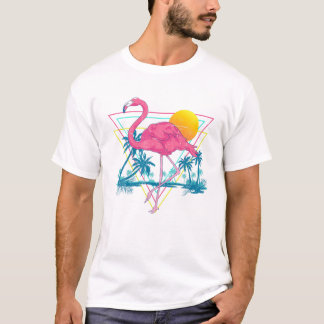 Coconut Palm Trees Pink Flamingo Sunset Tropical S T-Shirt