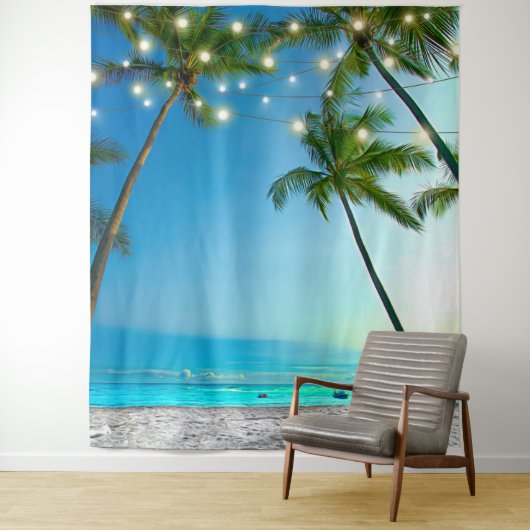 Coconut Palm Trees String Lights Wandteppich (Beispiel)