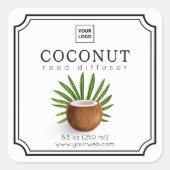 Coconut Reed Diffuser Label Quadratischer Aufkleber (Vorderseite)