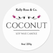 Coconut Scent Candle Label Aufkleber (Vorderseite)